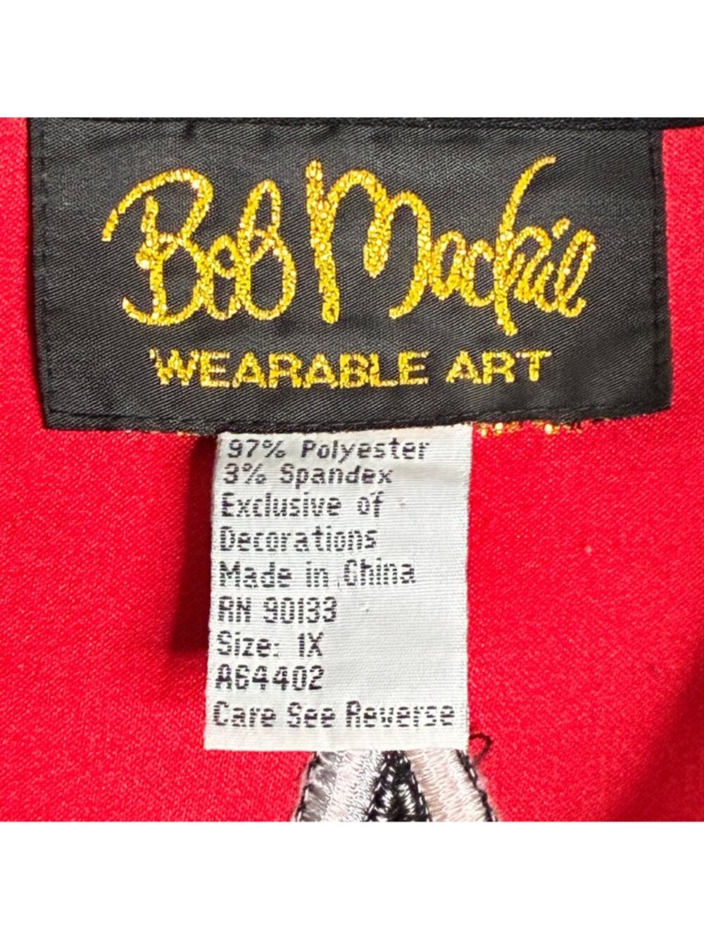 Bob Mackie Wearable Art Western Shirt Black Red Embroidered Horse Stars Sz 1X - Picture 6 of 9